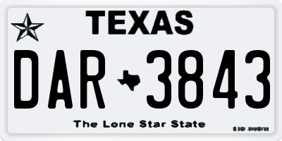 TX license plate DAR3843