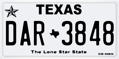 TX license plate DAR3848
