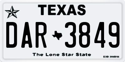 TX license plate DAR3849