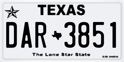 TX license plate DAR3851