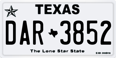 TX license plate DAR3852