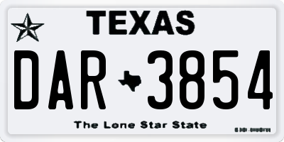 TX license plate DAR3854