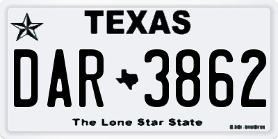TX license plate DAR3862