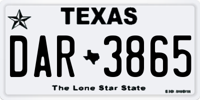 TX license plate DAR3865