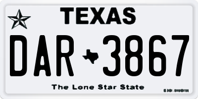 TX license plate DAR3867