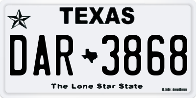 TX license plate DAR3868