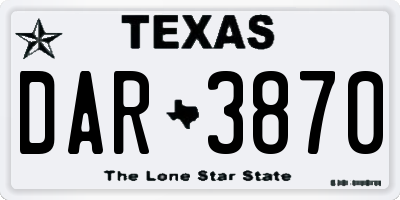 TX license plate DAR3870