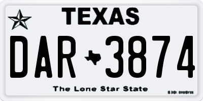 TX license plate DAR3874