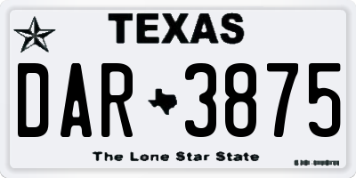 TX license plate DAR3875