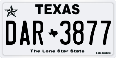 TX license plate DAR3877