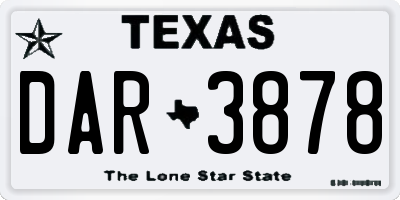 TX license plate DAR3878