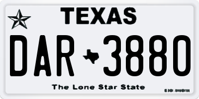 TX license plate DAR3880
