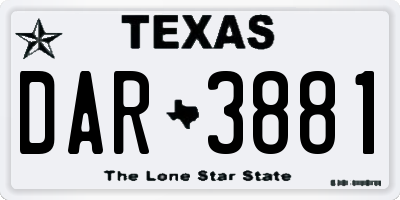 TX license plate DAR3881