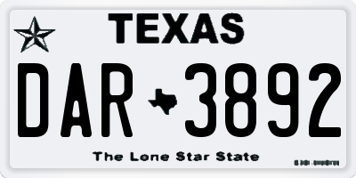 TX license plate DAR3892