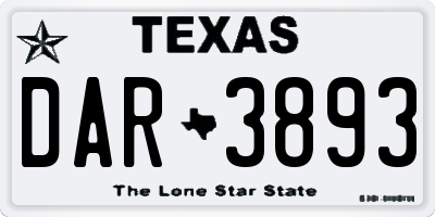 TX license plate DAR3893