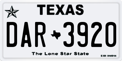 TX license plate DAR3920