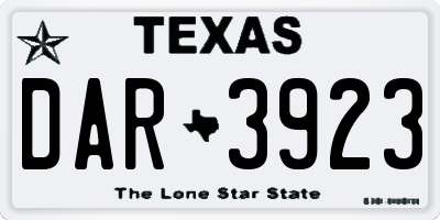 TX license plate DAR3923