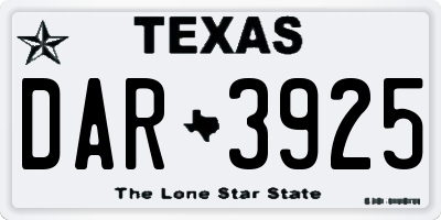 TX license plate DAR3925
