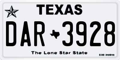 TX license plate DAR3928