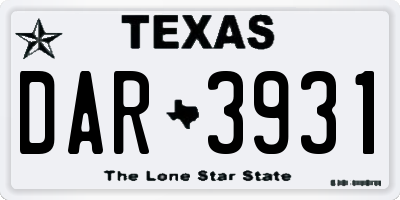 TX license plate DAR3931