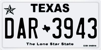 TX license plate DAR3943