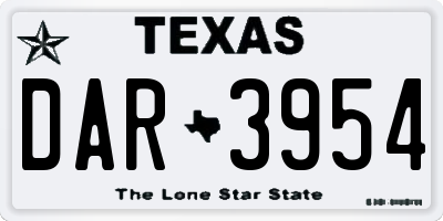 TX license plate DAR3954