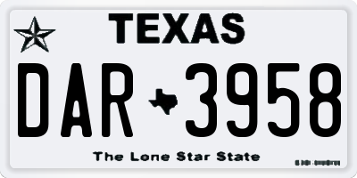 TX license plate DAR3958