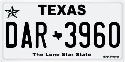 TX license plate DAR3960