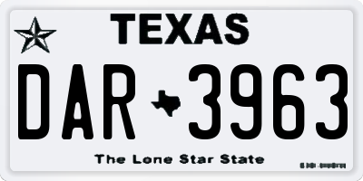 TX license plate DAR3963