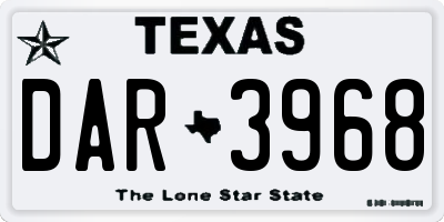 TX license plate DAR3968