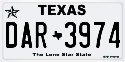 TX license plate DAR3974
