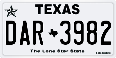 TX license plate DAR3982