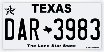 TX license plate DAR3983