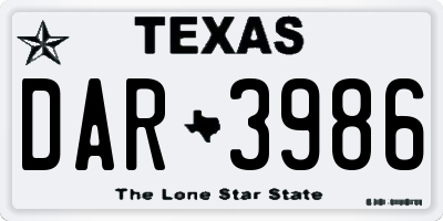 TX license plate DAR3986