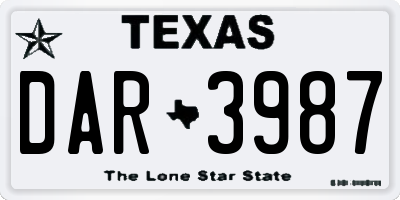 TX license plate DAR3987