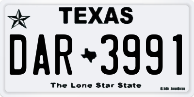 TX license plate DAR3991