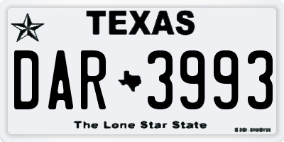 TX license plate DAR3993