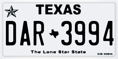 TX license plate DAR3994