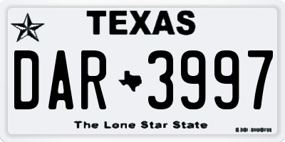 TX license plate DAR3997