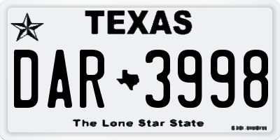 TX license plate DAR3998