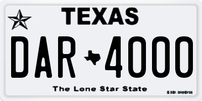 TX license plate DAR4000