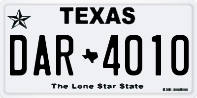 TX license plate DAR4010