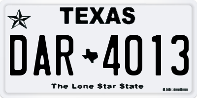 TX license plate DAR4013