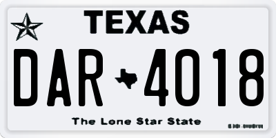 TX license plate DAR4018