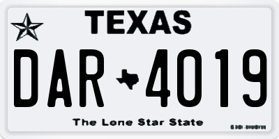 TX license plate DAR4019