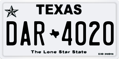 TX license plate DAR4020