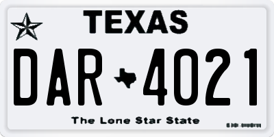 TX license plate DAR4021