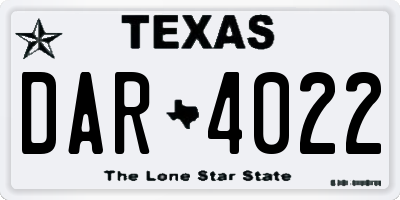 TX license plate DAR4022