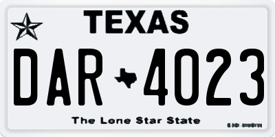 TX license plate DAR4023