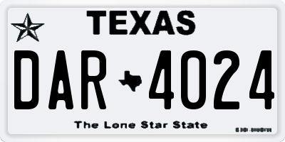 TX license plate DAR4024